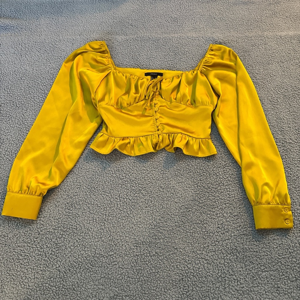 Forever 21 Yellow Ruffled Blouse